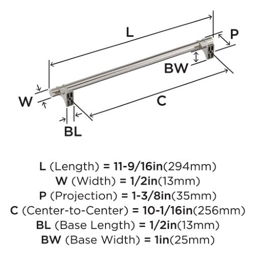 Davenport Zinc Satin Nickel Cabinet Pull 14