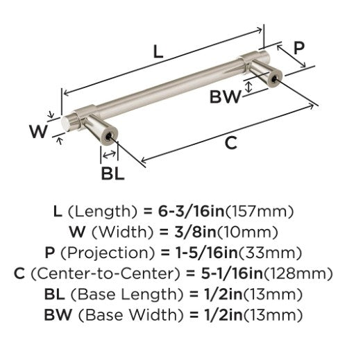 Destine Zinc Satin Nickel Cabinet Pull 11