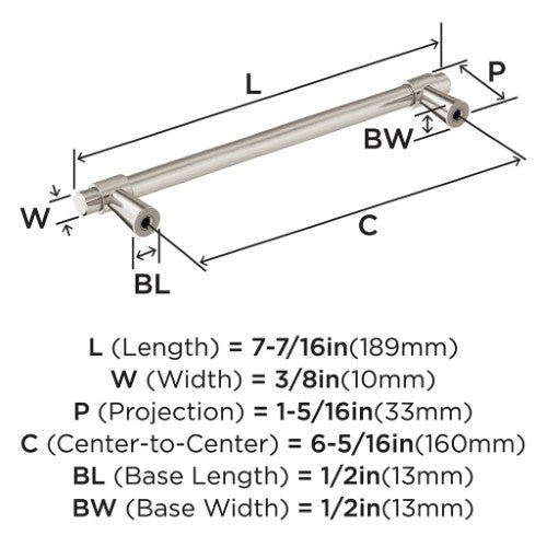 Destine Zinc Satin Nickel Cabinet Pull 12