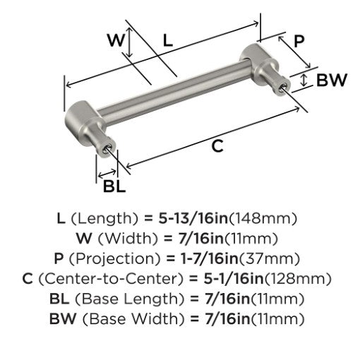 Dupont Circle Zinc Satin Nickel Cabinet Pull 16