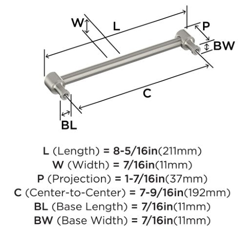 Dupont Circle Zinc Satin Nickel Cabinet Pull 14