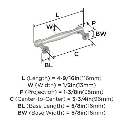 Enlivity Zinc Satin Nickel Cabinet Pull 10