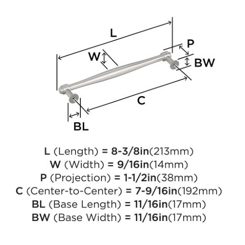 Enlivity Zinc Satin Nickel Cabinet Pull 16