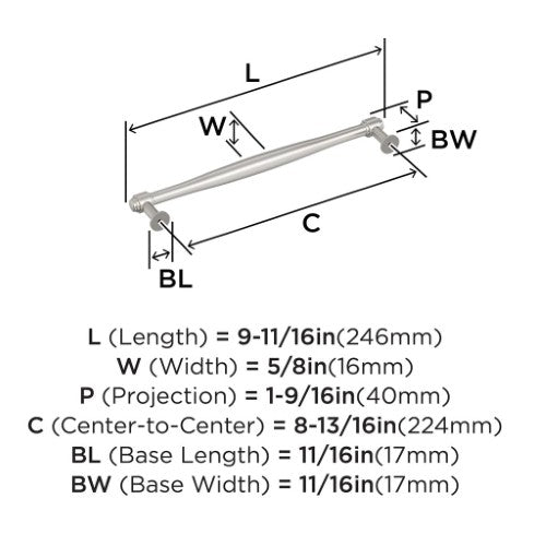 Enlivity Zinc Satin Nickel Cabinet Pull 13