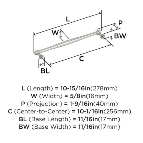Enlivity Zinc Satin Nickel Cabinet Pull 11