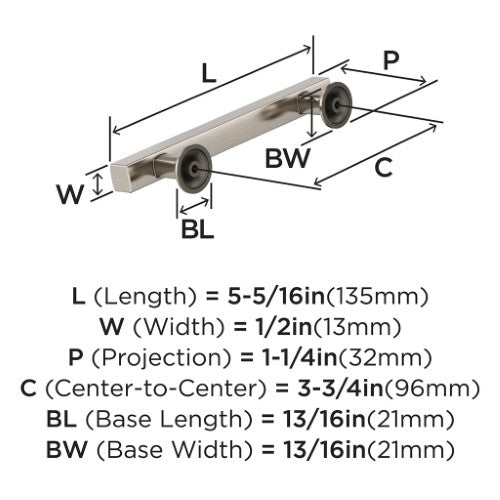 Everett Zinc Satin Nickel Cabinet Pull 9