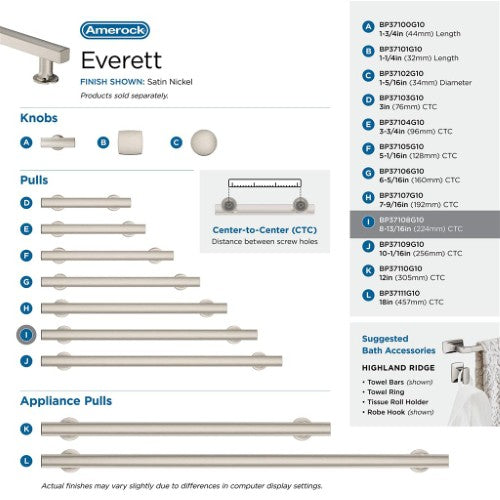 Everett Zinc Satin Nickel Cabinet Pull 41