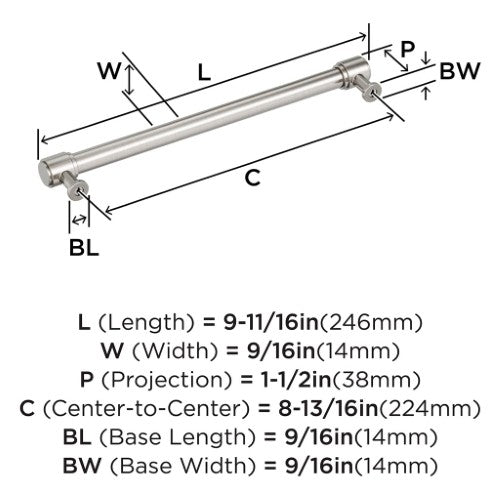 Faircrest Zinc & Steel Satin Nickel Cabinet Pull 16