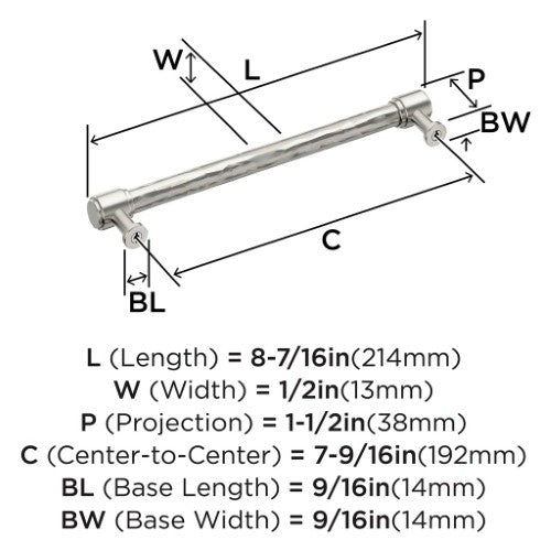 Fairfax Zinc Satin Nickel Cabinet Pull 11