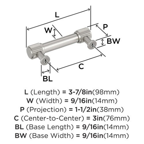 Farewind Zinc Satin Nickel Cabinet Pull 11