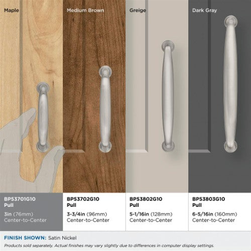 Kane Zinc Satin Nickel Cabinet Pull 36