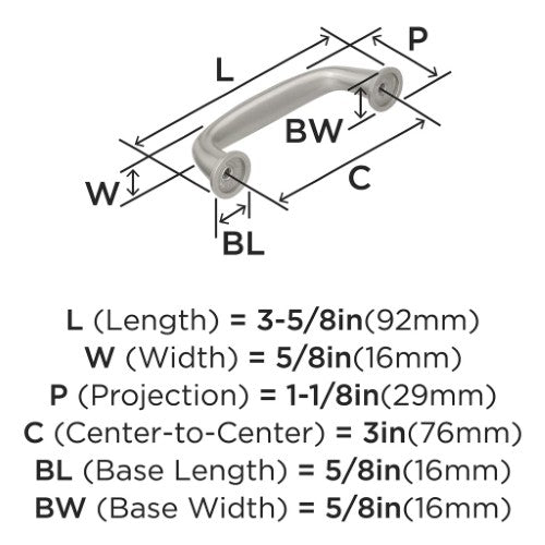 Kane Zinc Satin Nickel Cabinet Pull 11