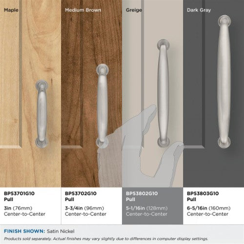 Kane Zinc Satin Nickel Cabinet Pull 34