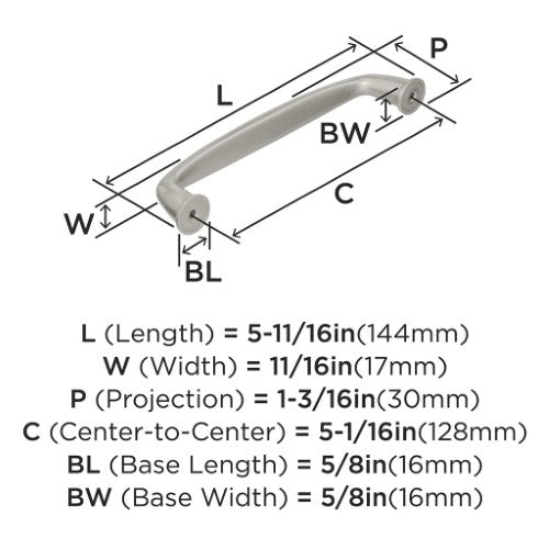 Kane Zinc Satin Nickel Cabinet Pull 9