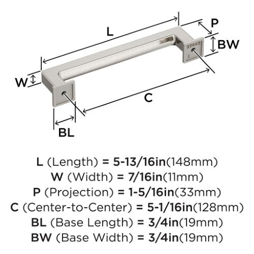 Lintel Zinc Satin Nickel Cabinet Pull 13