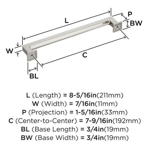 Lintel Zinc Satin Nickel Cabinet Pull 15