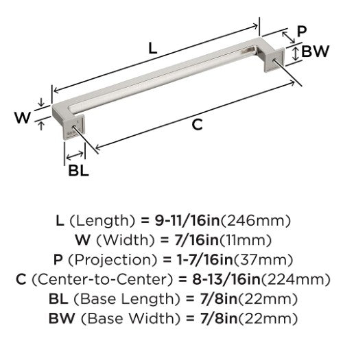 Lintel Zinc Satin Nickel Cabinet Pull 16