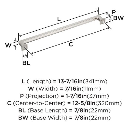 Lintel Zinc Satin Nickel Cabinet Pull 10