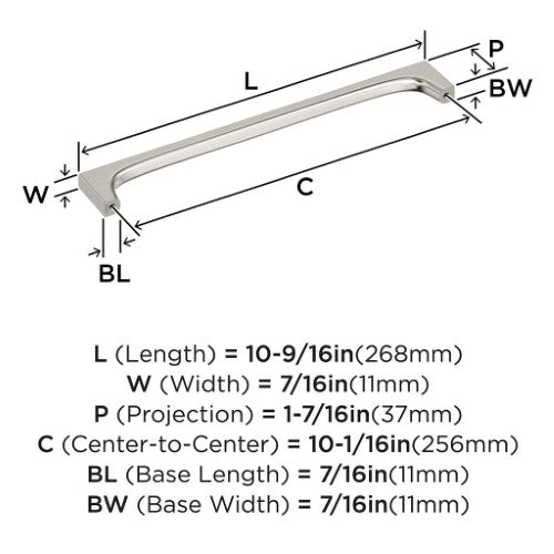 Merced Zinc Satin Nickel Cabinet Pull 9