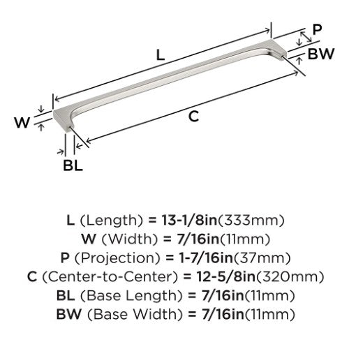 Merced Zinc Satin Nickel Cabinet Pull 10