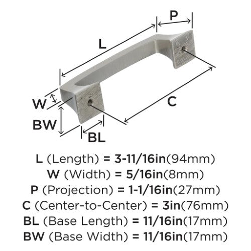 Mulholland Zinc Satin Nickel Cabinet Pull 8