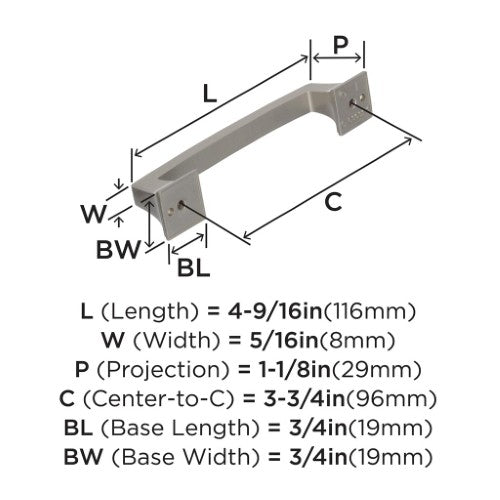Mulholland Zinc Satin Nickel Cabinet Pull 9