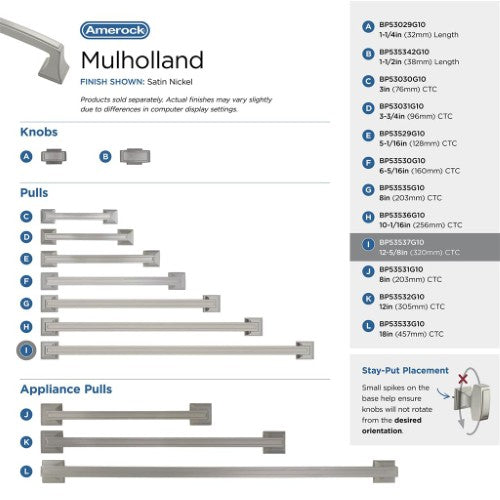 Mulholland Zinc Satin Nickel Cabinet Pull 42