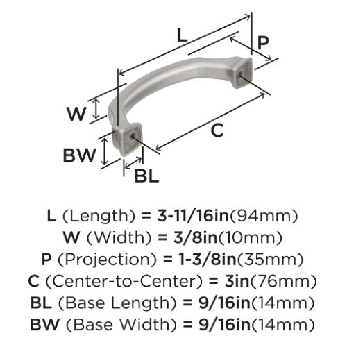 Revitalize Zinc Satin Nickel Cabinet Pull 12