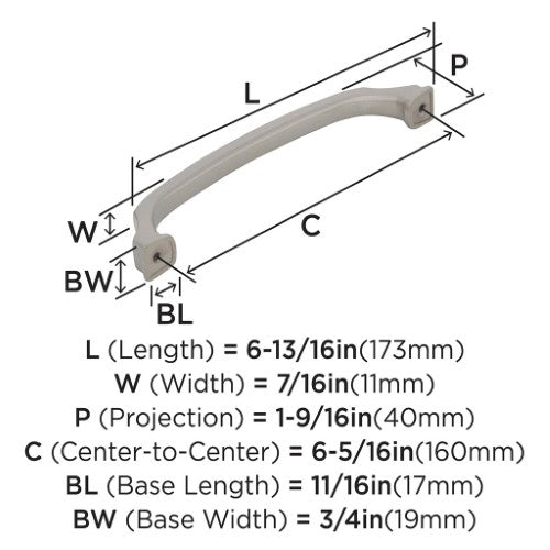 Revitalize Zinc Satin Nickel Cabinet Pull 15