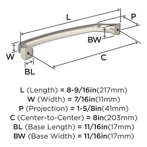 Revitalize Zinc Satin Nickel Cabinet Pull 16