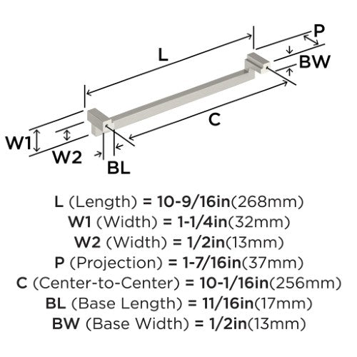Rockhurst Zinc Satin Nickel Cabinet Pull 13