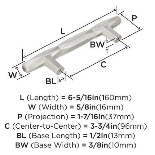 St. Vincent Zinc Satin Nickel Cabinet Pull 8