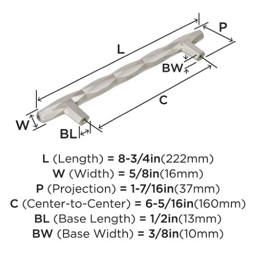 St. Vincent Zinc Satin Nickel Cabinet Pull 10