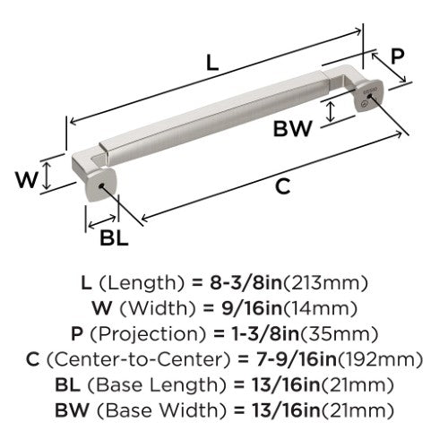 Stature Zinc Satin Nickel Cabinet Pull 16