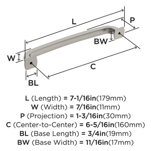 Surpass Zinc Satin Nickel Cabinet Pull 12