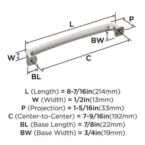 Surpass Zinc Satin Nickel Cabinet Pull 13