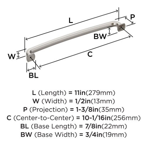 Surpass Zinc Satin Nickel Cabinet Pull 15