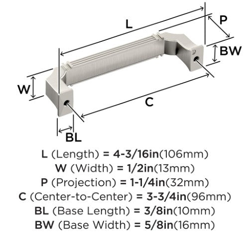 Townsend Zinc Satin Nickel Cabinet Pull 8