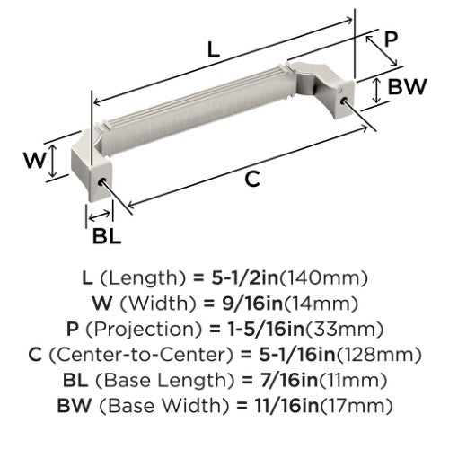 Townsend Zinc Satin Nickel Cabinet Pull 9
