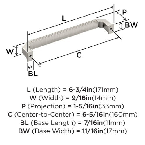 Townsend Zinc Satin Nickel Cabinet Pull 10