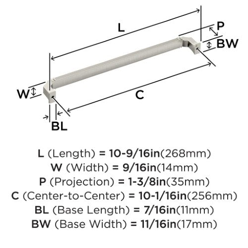 Townsend Zinc Satin Nickel Cabinet Pull 13