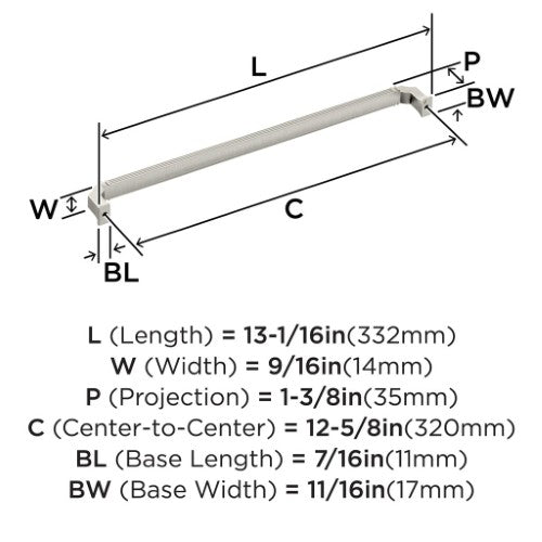 Townsend Zinc Satin Nickel Cabinet Pull 14