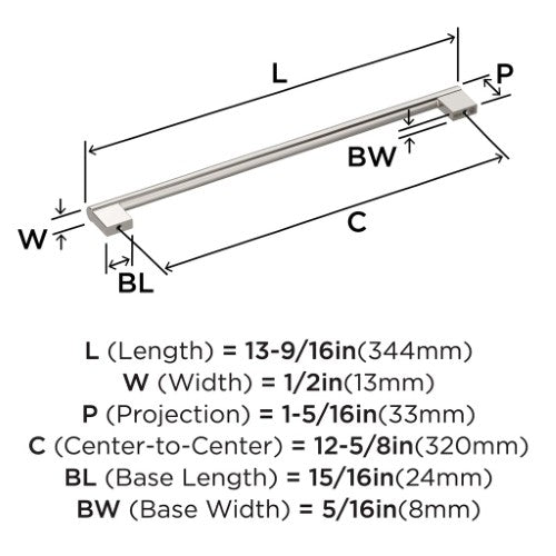 Versa Zinc Satin Nickel Cabinet Pull 16
