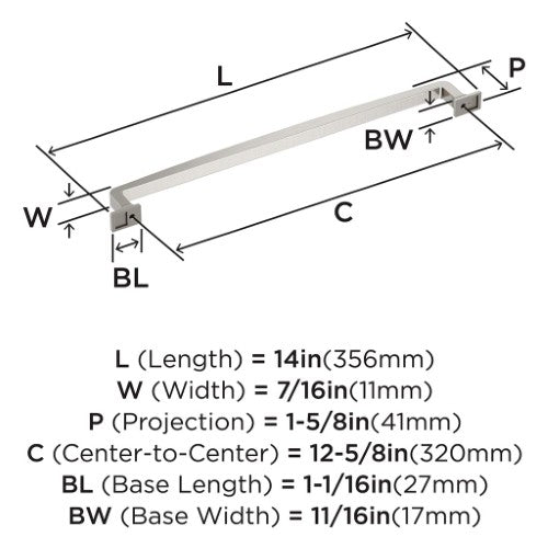 Westerly Zinc Satin Nickel Cabinet Pull 17
