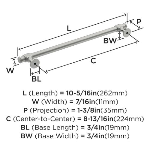 Winsome Zinc Satin Nickel Cabinet Pull 14