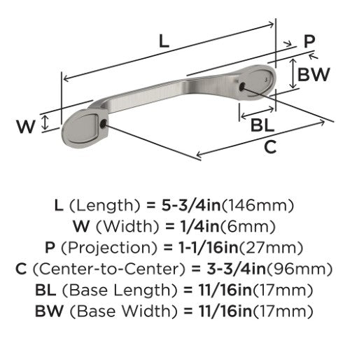 Ravino Zinc Satin Nickel Cabinet Pull 6