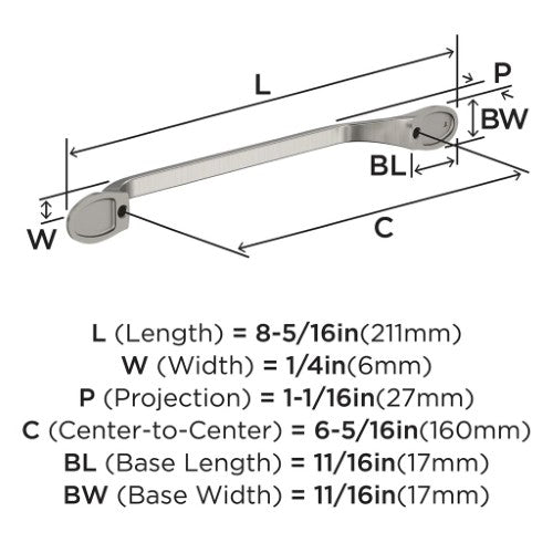 Ravino Zinc Satin Nickel Cabinet Pull 8