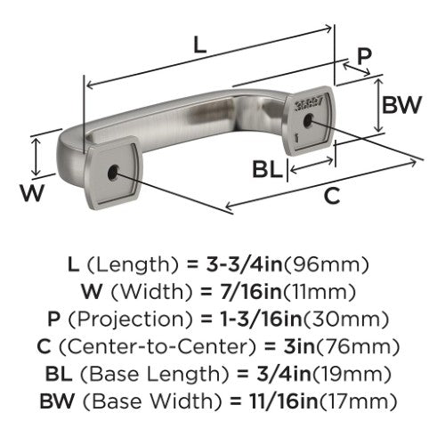 Surpass Zinc Satin Nickel Cabinet Pull 9