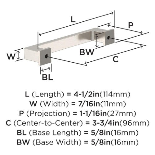 Bridgeport Zinc Satin Nickel Cabinet Pull 6