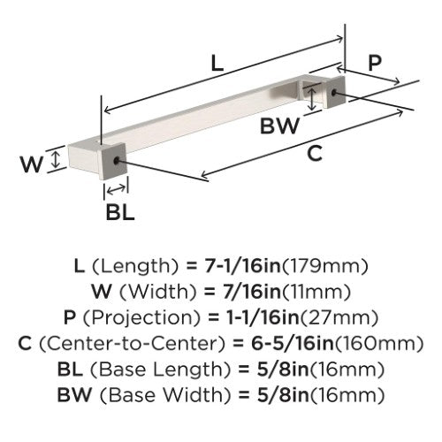 Bridgeport Zinc Satin Nickel Cabinet Pull 8